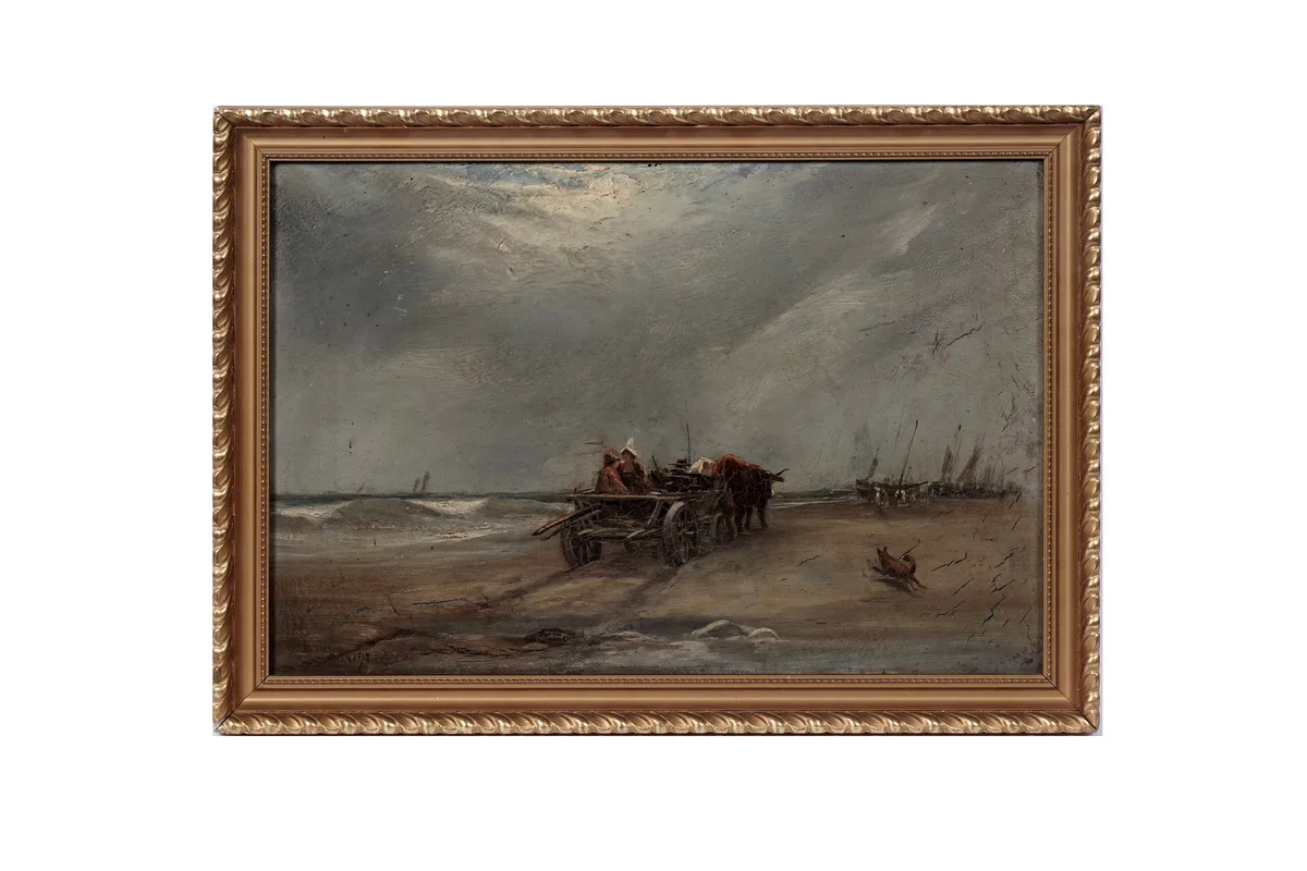 Thomas Stanton Bowman, A Scene on the French Coast, oil on board