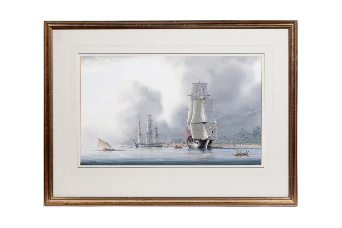 Resolution and Discovery at Nuku-Alofa by Tim Franklin Ross Thompson, watercolour, sold Sep 2026