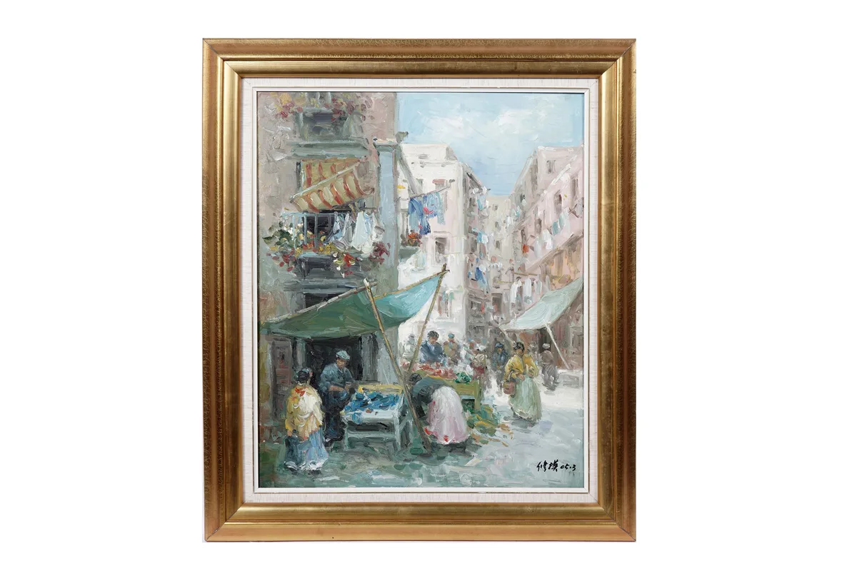 Contemporary Chinese, Market scene, oil on canvas