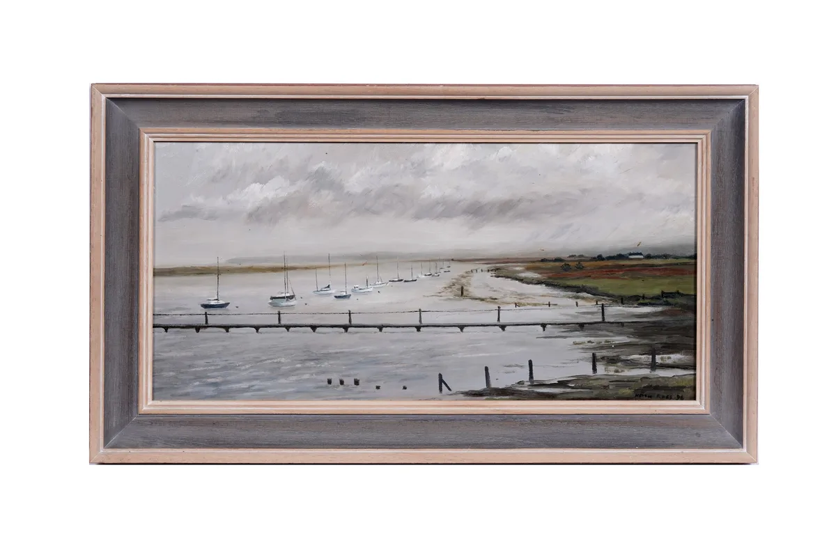 Sir Keith Ross, Big Tide at Gins Farm, Beaulieu River, oil on board