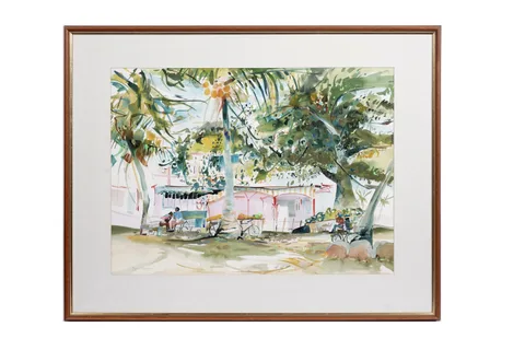 James Harrigan, Market, watercolour