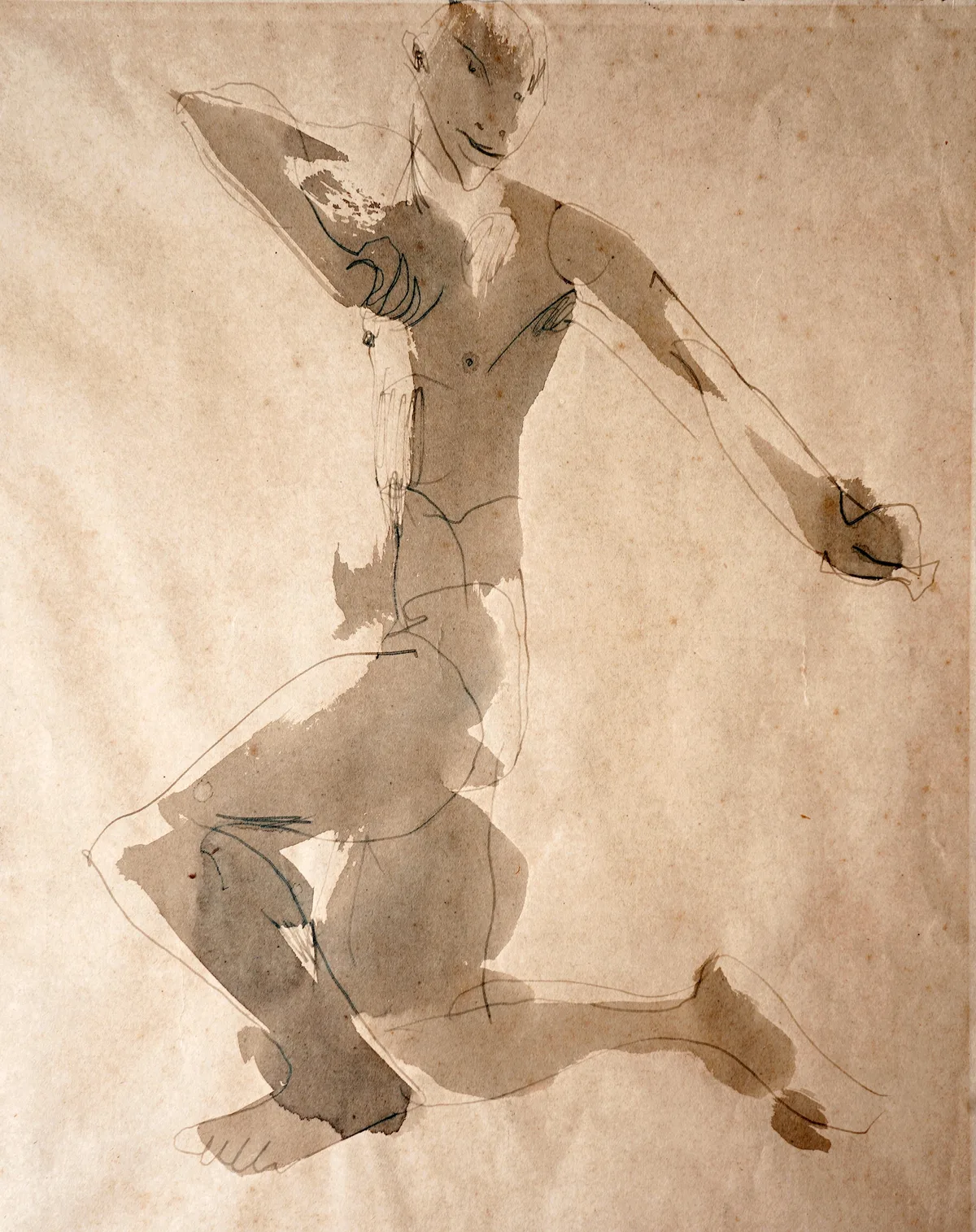 Nommie Durell, A Sketch of a Young Man, possibly Lucian Freud, the reverse signed 'Nom Durell' in pencil