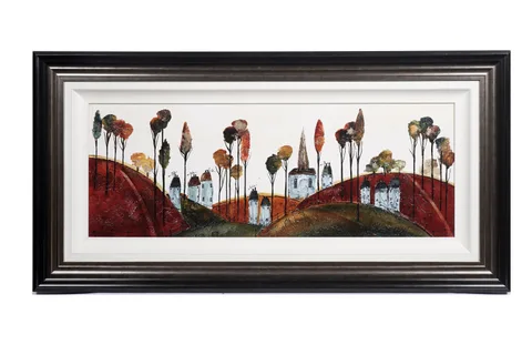 Rozanne Bell, Houses on the hills, acrylic on board