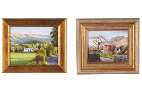 Alan R. Thompson, Two Lake District views including a view of Bridgend, near Patterdale, oil on board