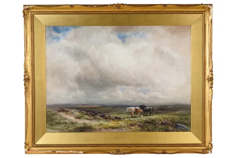 Wycliffe Egginton, Horses on the moor, watercolour