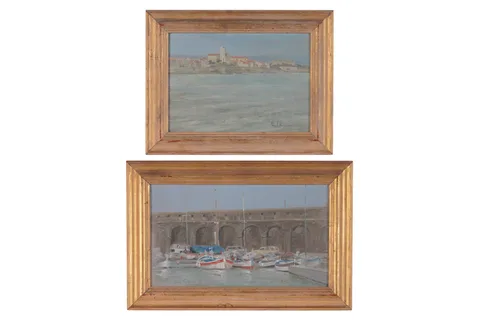 Paul Gunn, Two Antibes views, oil on board