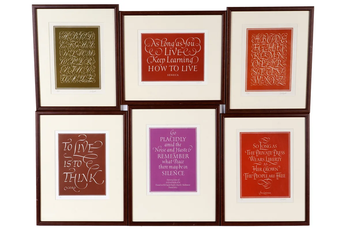 Leo Wyatt, Six calligraphy works, wood engraving
