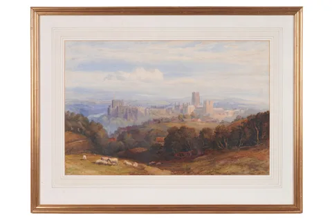 John Varley, A view of Durham Cathedral and the Castle, watercolour