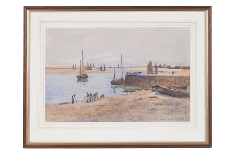James Garden Laing, Harbour view, watercolour