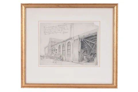 Robert Jobling, Stephenson Works, Newcastle, pencil drawing