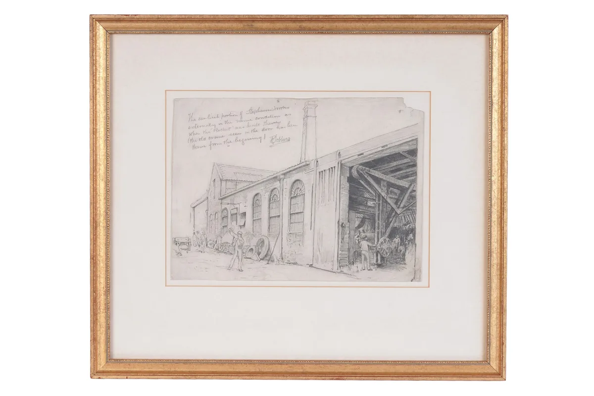 Robert Jobling, Stephenson Works, Newcastle, pencil drawing