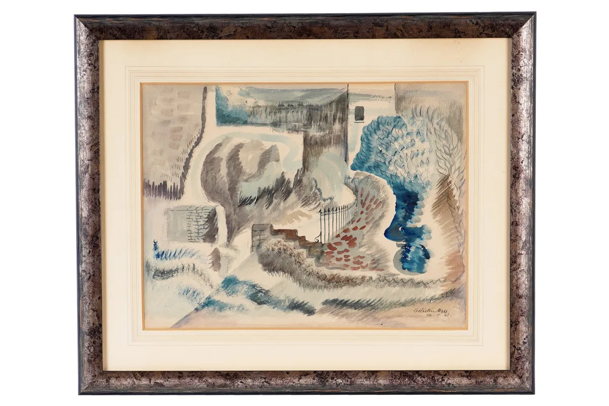 Adrian Hill, Imagined landscape, watercolour