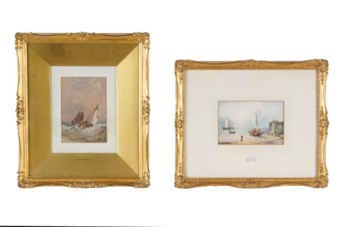 Samuel Owen, Two marine scenes, watercolour