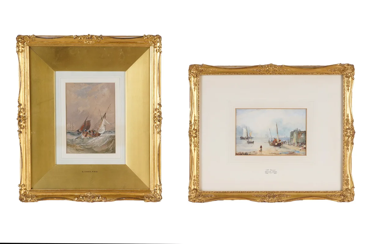 Samuel Owen, Two marine scenes, watercolour
