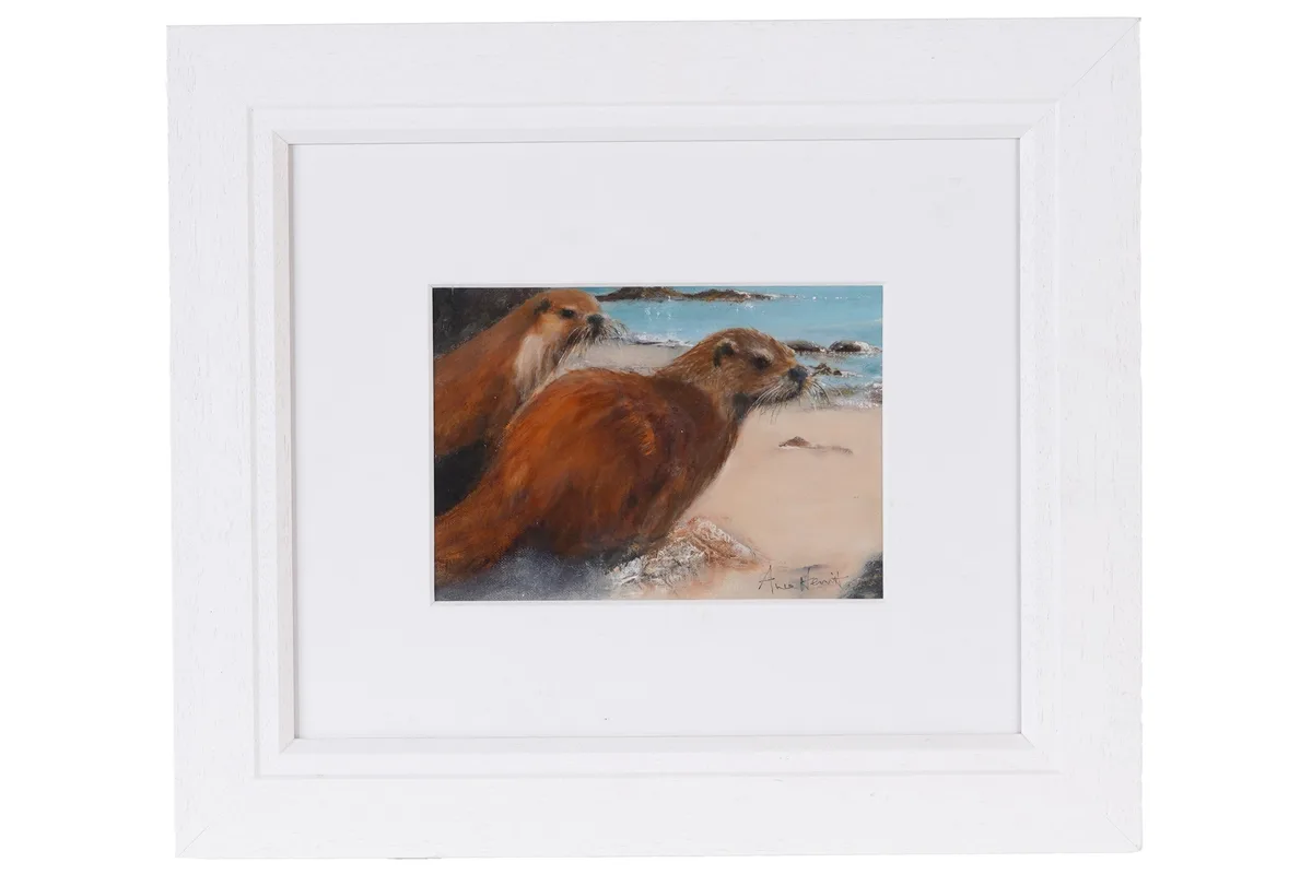 Anne Hewitt, Otters, Kyles of Bute, oil on board