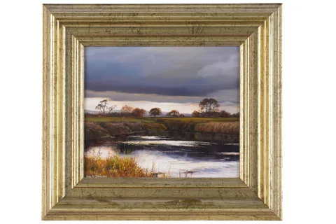 Alan R. Thompson, Storm Clouds over the River Eden near Langwathby, oil on board