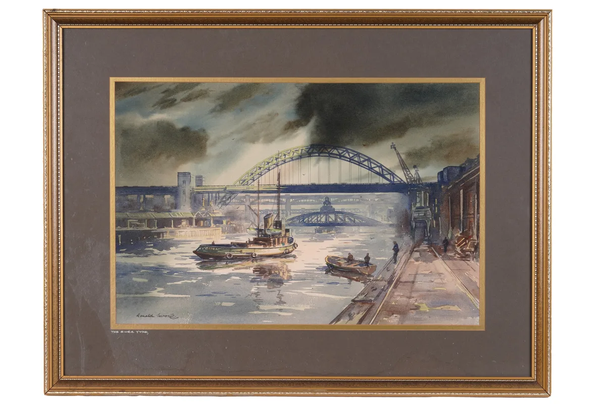 Ronald Lambert Moore, The River Tyne, watercolour