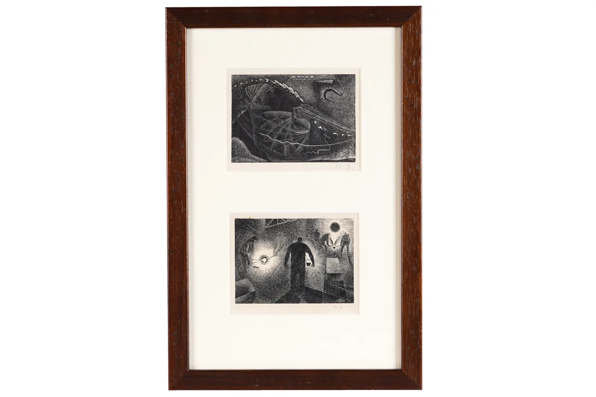 James Taylor Dolby, Seascape and Foundry Work, wood engraving, 14/30 and 16/30