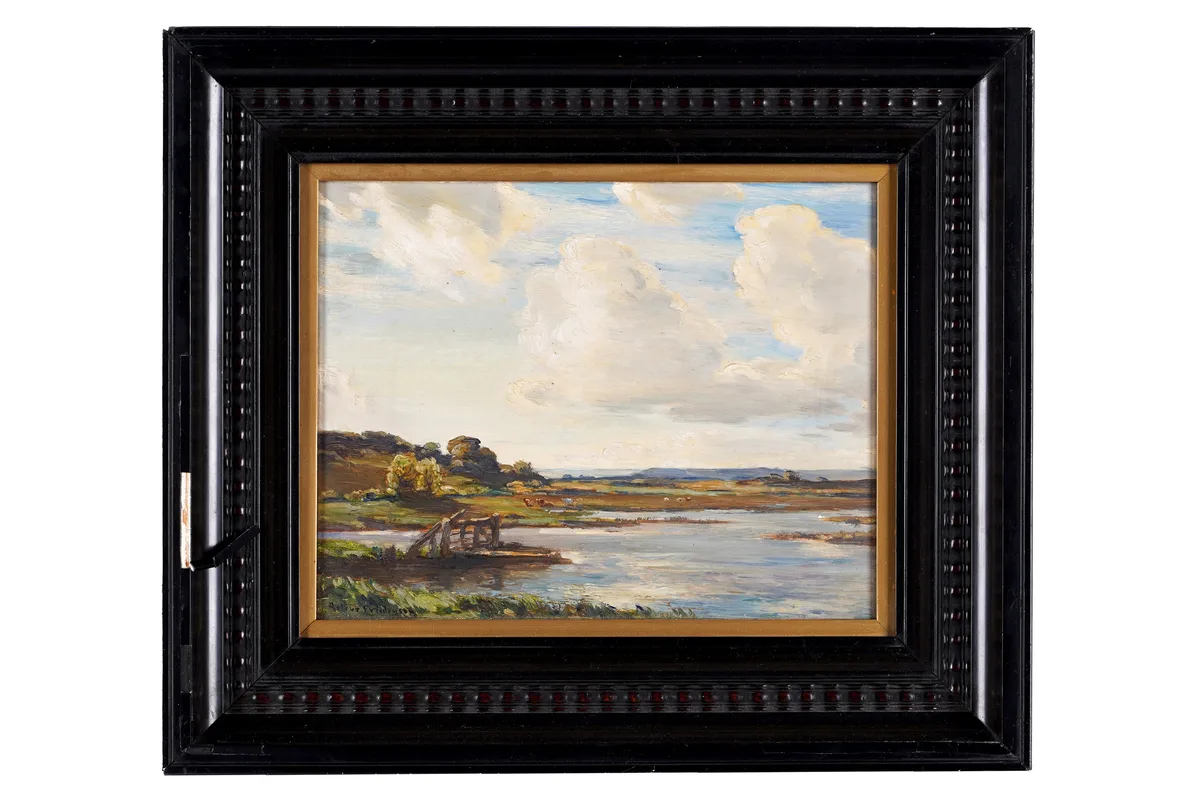 Arthur Friedenson, Landscape by a river, oil on board