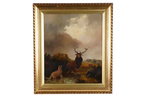 Thomas Henry Gibb, Stag at Bay, oil on canvas