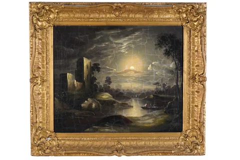 Sebastian Pether, Moonlit castle, oil on canvas
