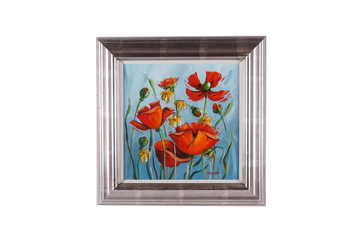 Lynne Johnstone, Poppies to Please, oil on board