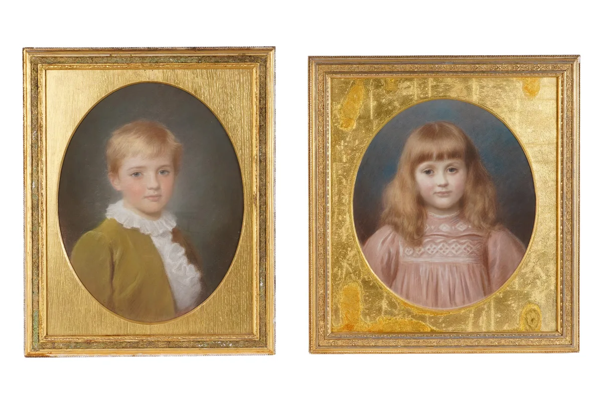 Brother and Sister by Elizabeth Taylor, pastel on paper, sold Jul 2026