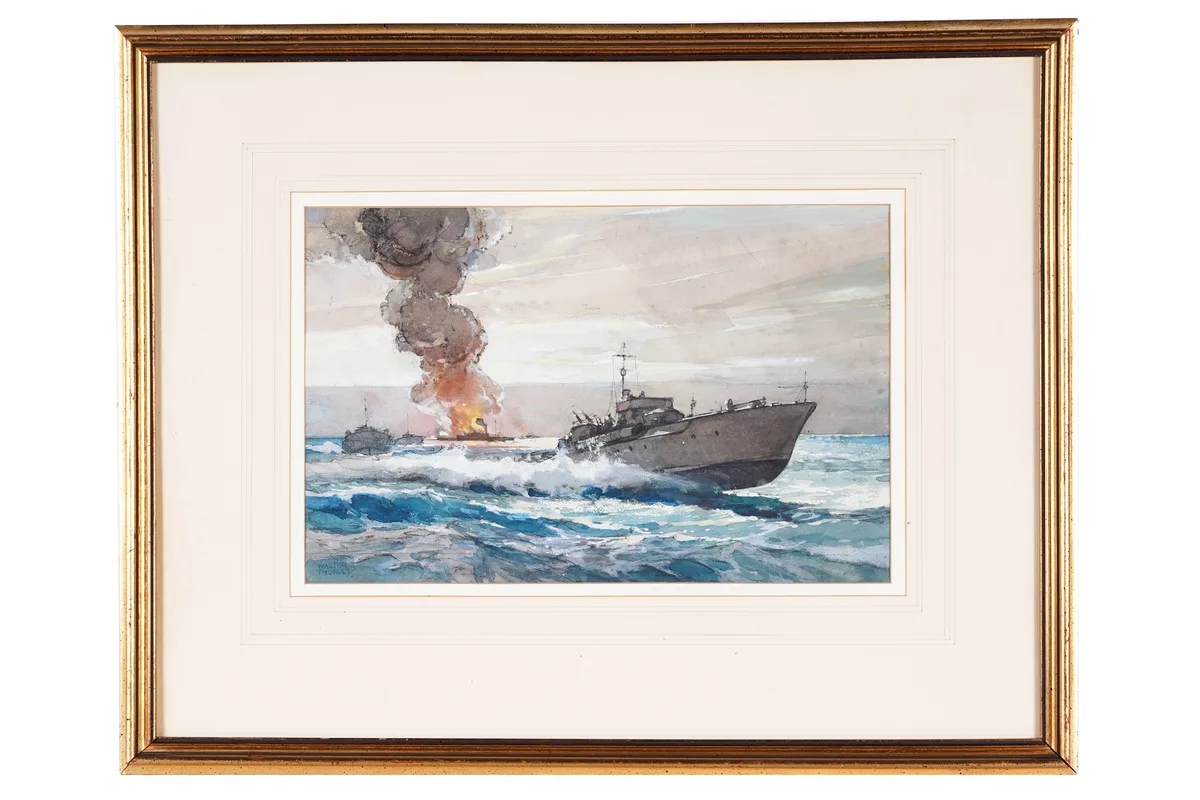 Walter Thomas, Motor Torpedo Boat (MTB) after action, watercolour