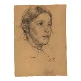 Nicolai Fechin, Carmen (Head of a Girl), charcoal on laid paper