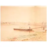 Charles Henry Gifford, On the Pier in a Quiet Harbor, 1893, watercolor on paper