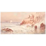 Charles Henry Gifford, A Rocky Coastline with Distant Sailboats, 1892, watercolor on paper