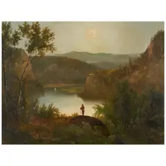 Thomas Doughty, Hudson River Landscape with Figure, oil on board