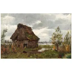 Joseph Decker, Landscape with Cottage, oil on canvas