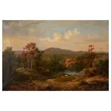 American School, Fall Landscape with Cattle Grazing, oil on canvas