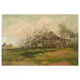 Max Weyl, Landscape with a Cabin and Apple Blossoms, oil on canvas
