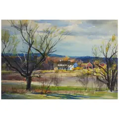 Harry Leith-Ross, Spring in Our Valley, watercolor on paper laid to board