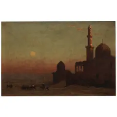 Frank Waller, Sunset Over a Mosque, oil on canvas