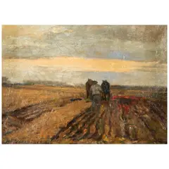 Frederick William Hutchison, Working the Fields, oil on canvas