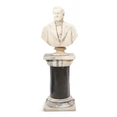 Thomas Ball, Portrait Bust of a Gentleman, marble on a marble and granite base