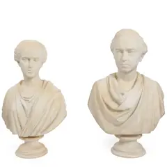 Chauncey Ives, Mr. & Mrs. Royal Elisha Robbins: A Pair of Busts, 1866, marble