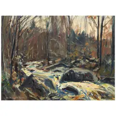 Charles Curtis Allen, Woods in Winter, oil on canvasboard