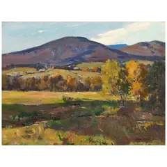 Charles Curtis Allen, New England Landscape, oil on canvasboard