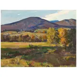 Charles Curtis Allen, New England Landscape, oil on canvasboard