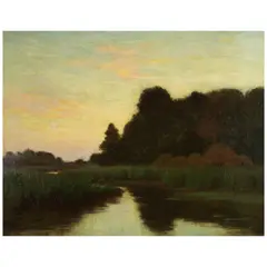 William Merritt Post, A Marsh Landscape at Dusk, oil on canvas