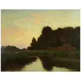 William Merritt Post, A Marsh Landscape at Dusk, oil on canvas