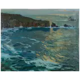 Hayley Lever, Land's End, circa 1900-1910, oil on canvas in its original frame