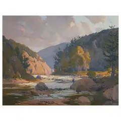 Arthur F. Maynard, Fly Fishing, oil on canvas
