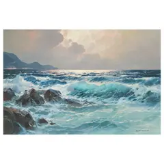 Alexander Dzigurski, Seascape at Sunset, oil on canvas