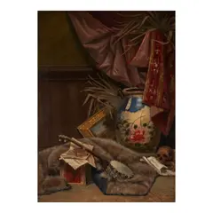 Jessie S. Kirk, Still Life with Banjo and Skull, oil on canvas