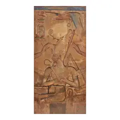Joseph Lindon Smith, Relief from the Southern Wall of the Hypostyle Hall at Karnak, depicting Seated Ramses the Great, oil on canvas behind glass